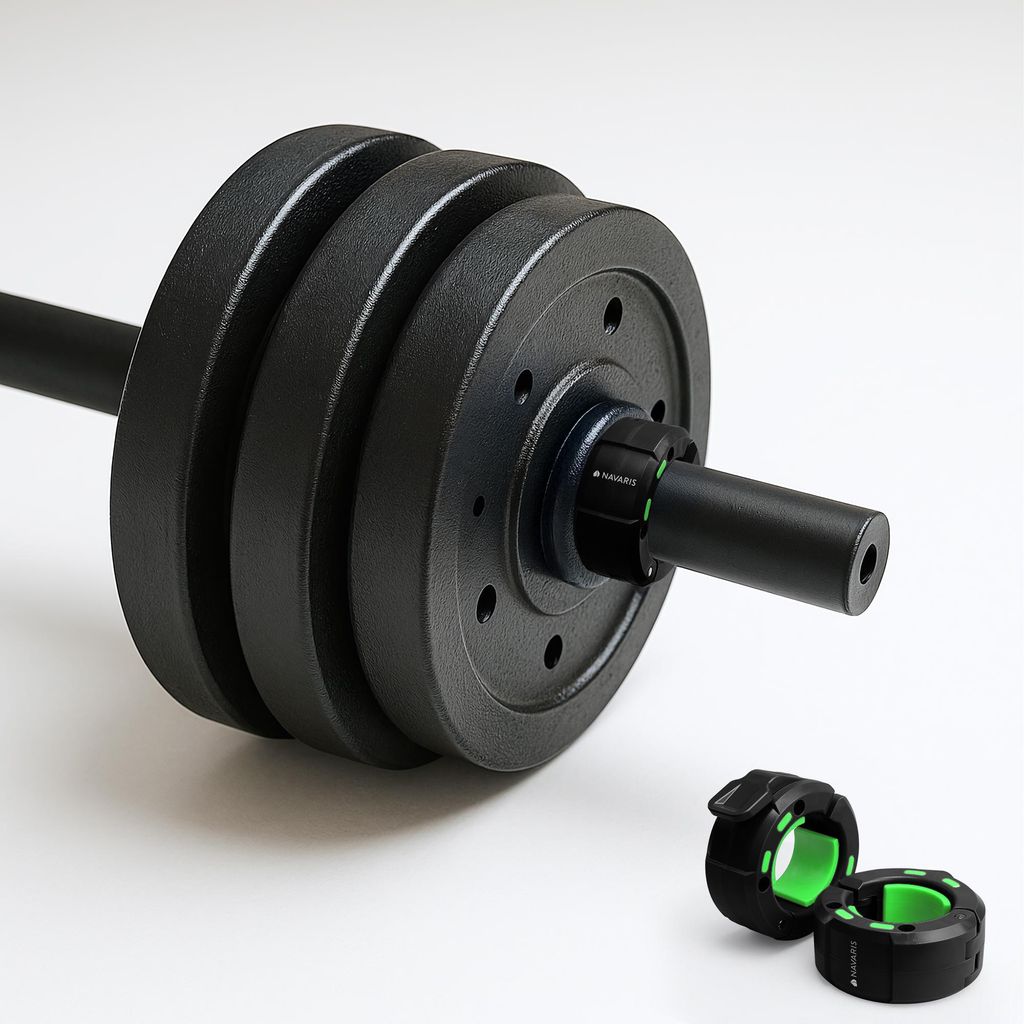 Navaris 2er Set Hantel Schnellverschluss 50 mm - 2x Hantel Verschluss Klemmen Clip - Lang Hantelverschluss - Schnellverschluss Langhantel - Schwarz