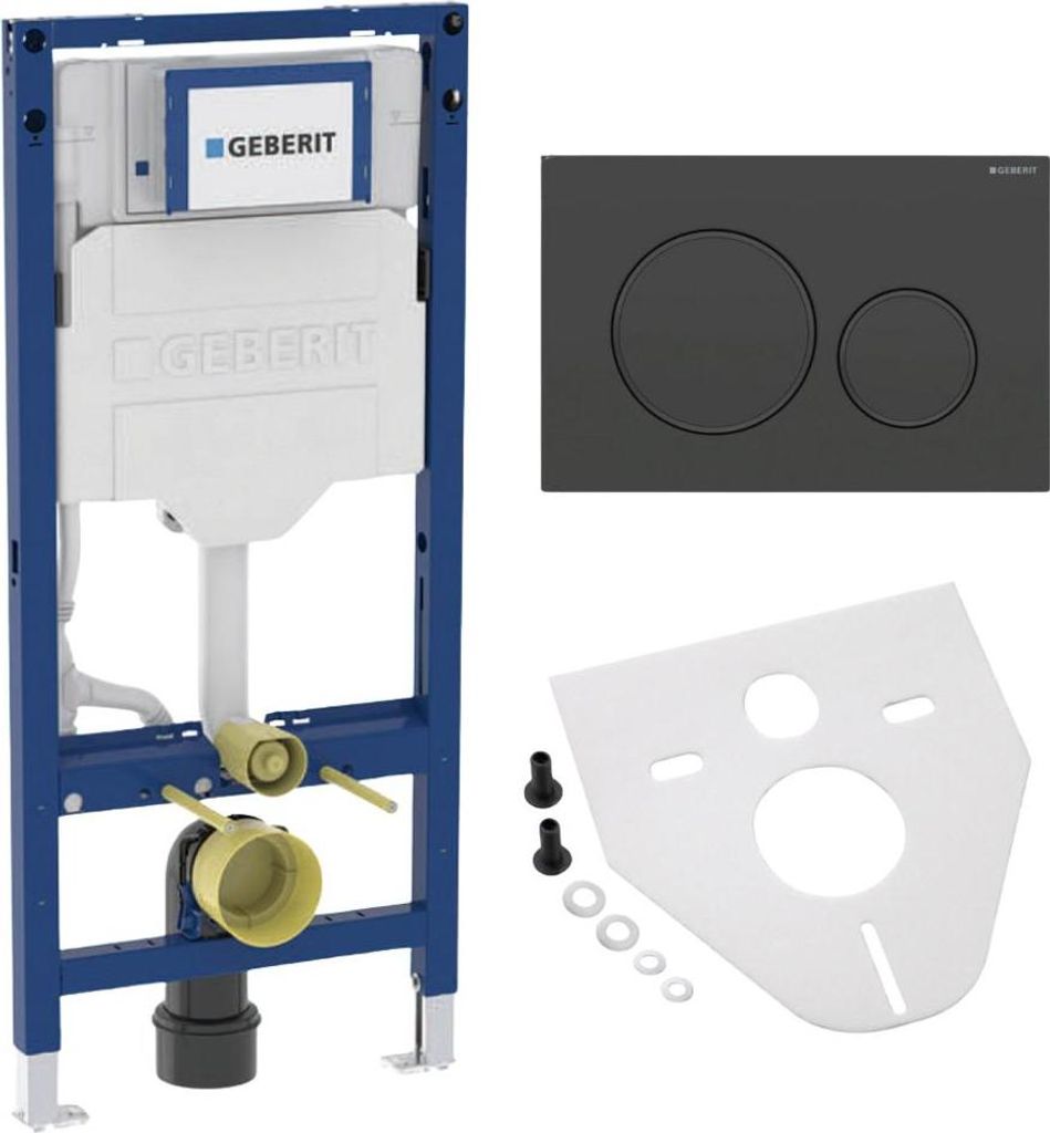 BADfabrik24 Geberit Duofix Vorwandelement 112 cm mit Sigma UP-Spülkasten 12 cm + Sigma20 Betätigungsplatte Schwarz Matt Easy-to-clean inkl. Monta...