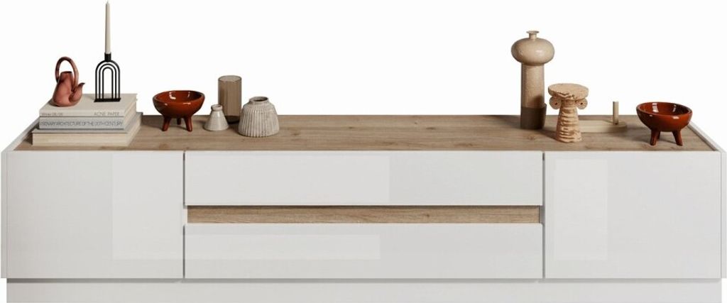 Meublorama MI-FANTASY-209010-02K*1C/42KG, Weiß, Mitteldichte Faserplatte (MDF), 2 Schublade(n), 2 Tür(en), 400 mm, 2050 mm