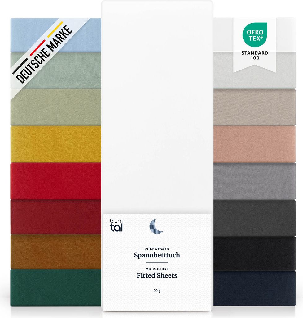 Blumtal Spannbettlaken 135x190cm - Bettlaken aus Microfaser im 2er Set - Weiß