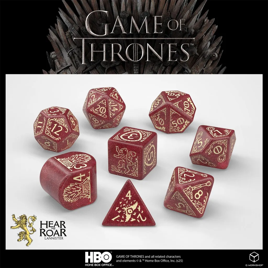 Dés Game of Thrones Lannister (8) : Lisibilité et équilibre garantis