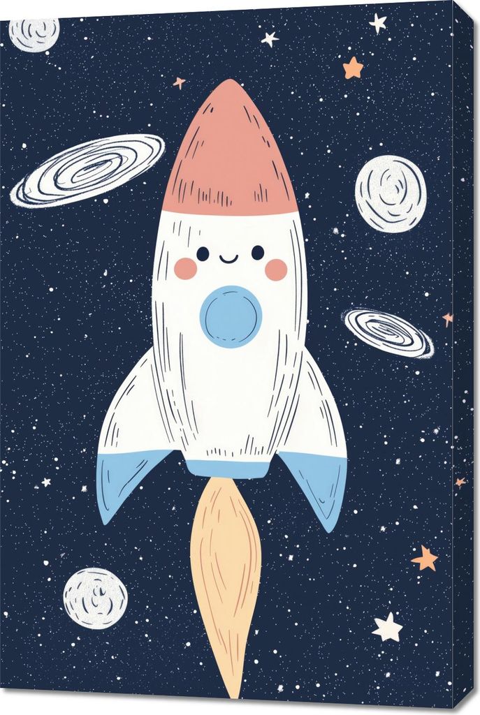 Bild 60x90cm Muster für Kinder, Mädchen und Jungen - Rakete 2