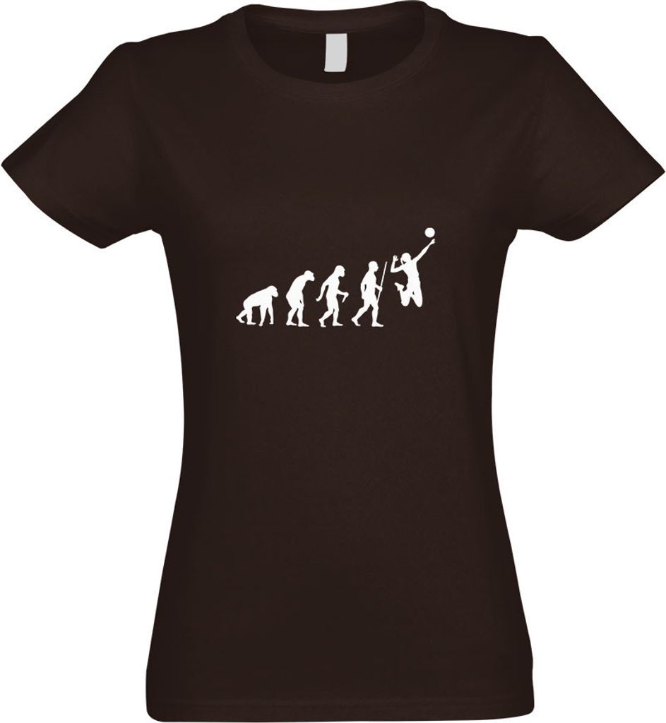 Kiwistar - T-Shirt tailliert - Damen - Chocolate - Volleyball Evolution - mit Motiv Bedruckt - Funshirt Design - Sport - Freizeit - Damen - XL