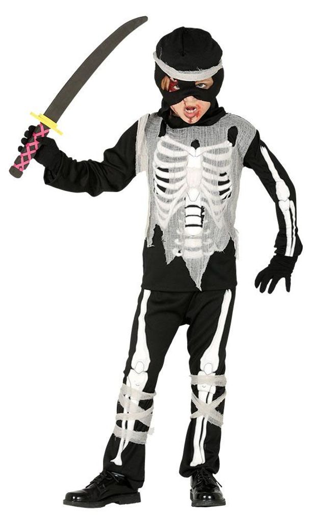 Ninja-Skelett Kostüm für Kinder, Gr. 98-146, Größe:122/128 Produktbild 