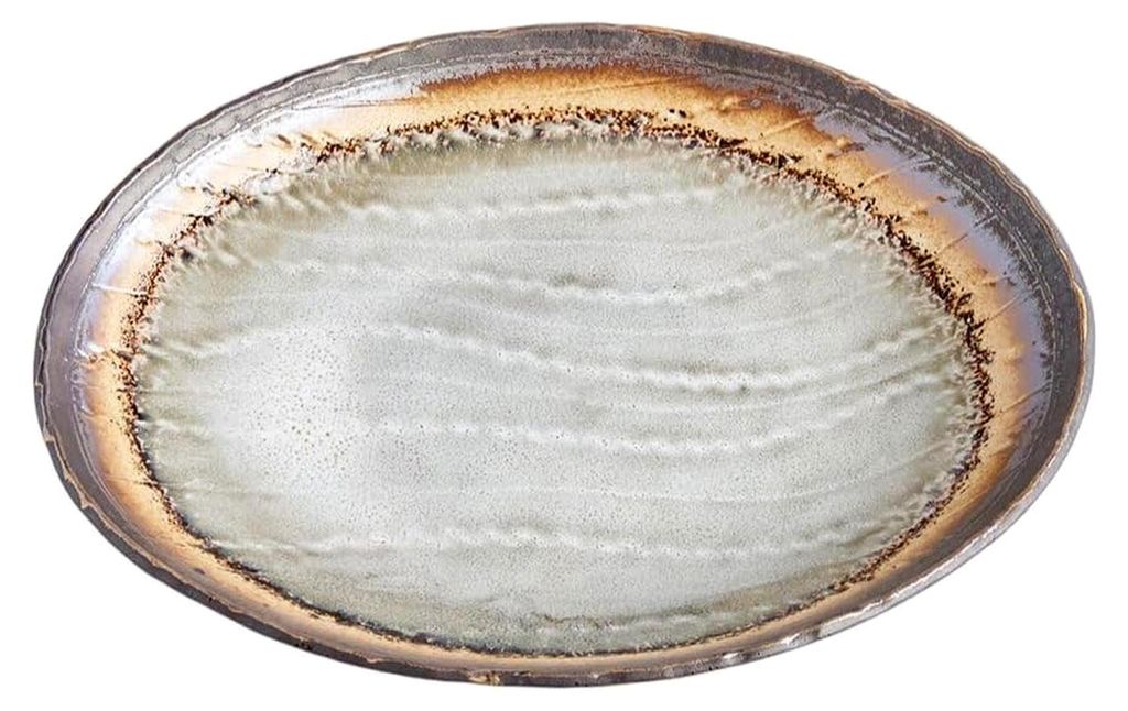 Speiseteller AKANE GREY 24 x 20 cm, grau, oval, Keramik