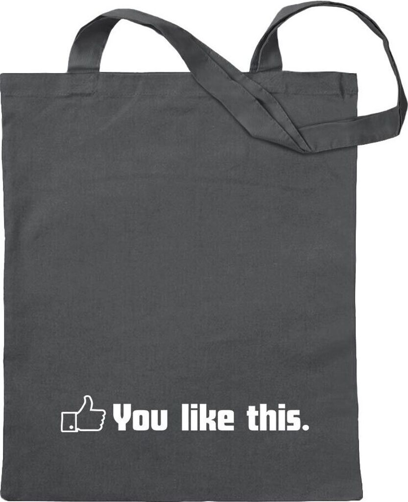 Kiwistar - Baumwolltasche - stahlgrau - You Like This - Tragetasche Stoffbeutel Umhängetasche Langer Henkel