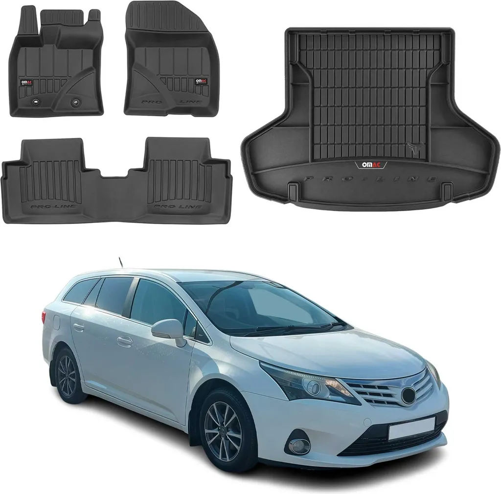 Kit Tappetini e Vasca Baule Toyota Avensis 2009-2018 in TPE Nero su Misura