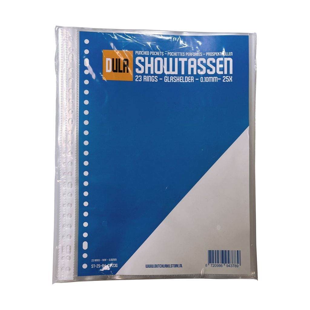 DULA Showtassen - Insteekhoezen - 25 stuks - Glashelder - A4 - 23 gaten - Showtas PP