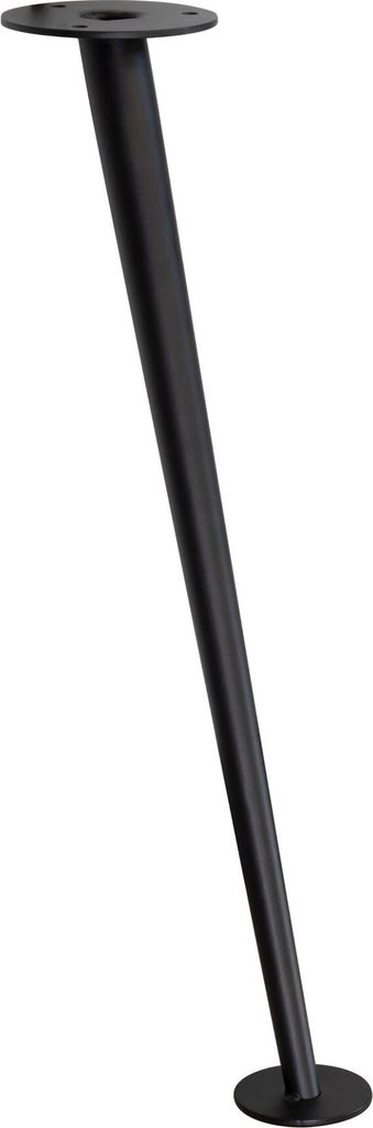 WAGNER Möbelbein / Möbelfuß schräg 80er JAHRE STIL - Ø 65 x 400 mm, Stahl schwarz matt, filigran, Retro Look - 12554001