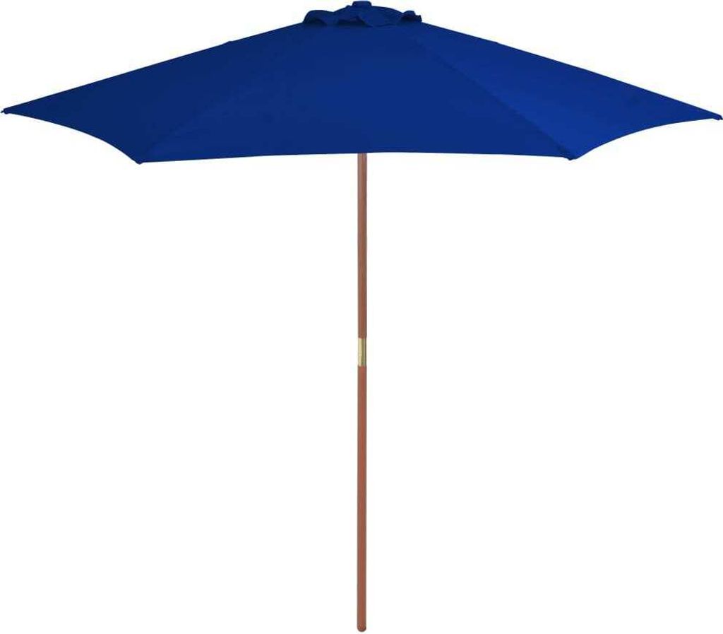 The Living Store Sonnenschirm mit Holzmast Blau 270 cm