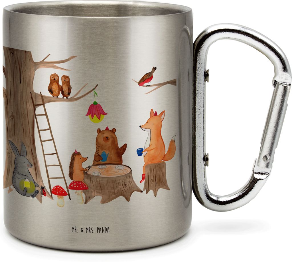Mr. & Mrs. Panda Teetasse Waldtiere Picknick - Transparent - Geschenk, Eichhörnchen, Thermobecher Edelstahl, Wald, Igel, Maus, Kaffeebecher, Fuchs...