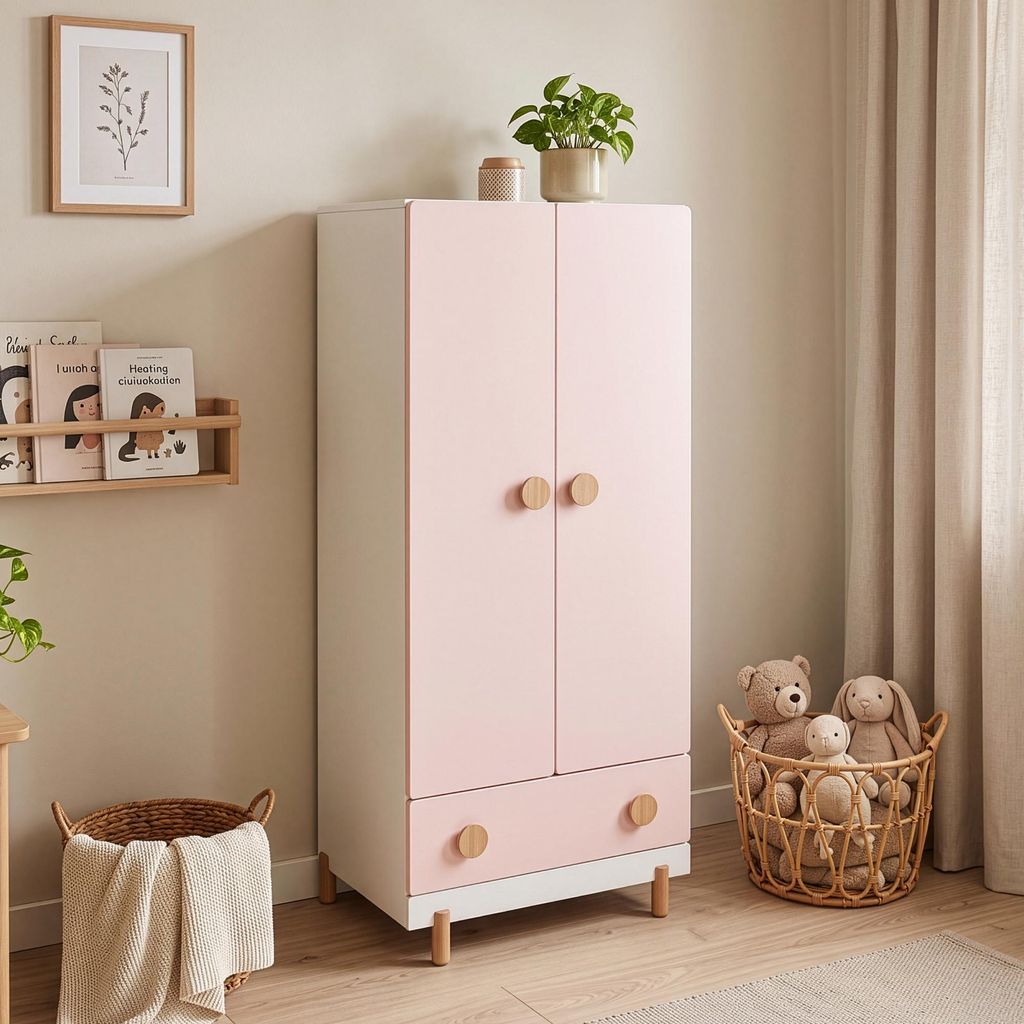 Kinderkleiderschrank 'Vaarentaa' mit Schublade 126 x 60 x Produktbild 