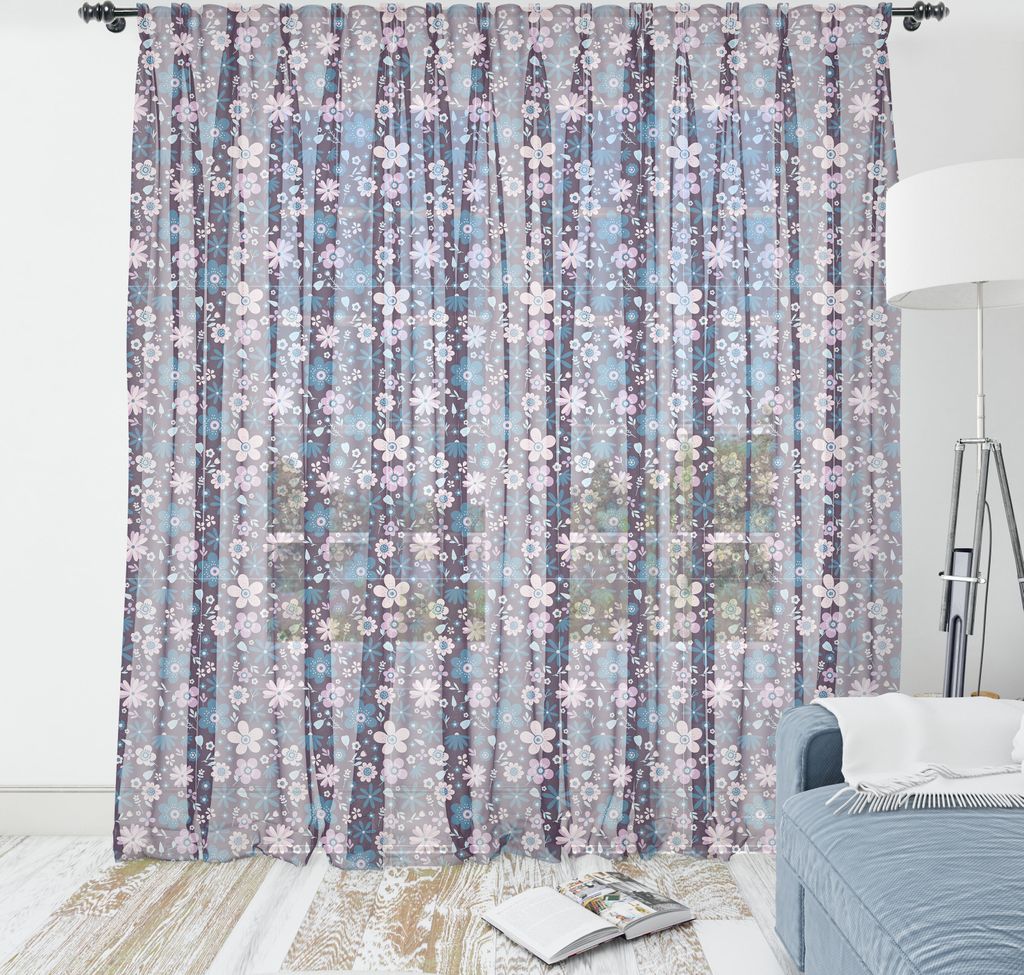 ABAKUHAUS Blumen Wandteppich, Verschiedene bunte Blumen-Print in violetten Tönen Weinlese-Art-Kunst, Wohnzimmer Schlafzimmer seidiges Satin Wandtu...