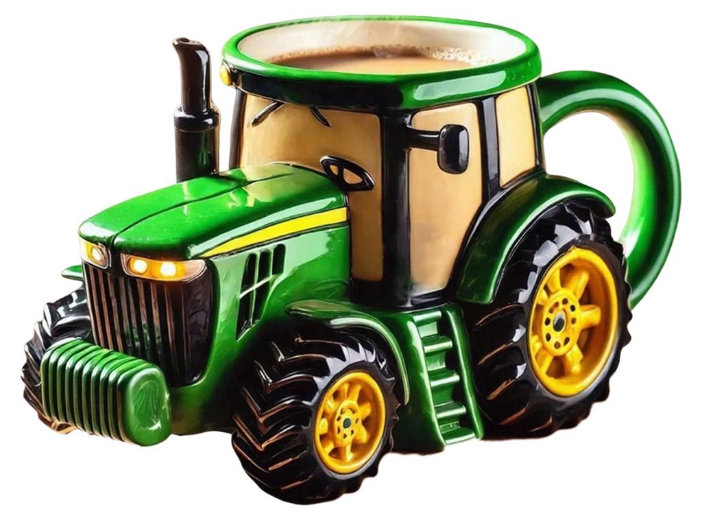 Handgefertigter Traktor-Kaffeebecher, 325 ml, in Form eines Sattelaufliegers, Vintage-Landmaschinenbecher, kreatives Geschenk für Landwirtschafts-...