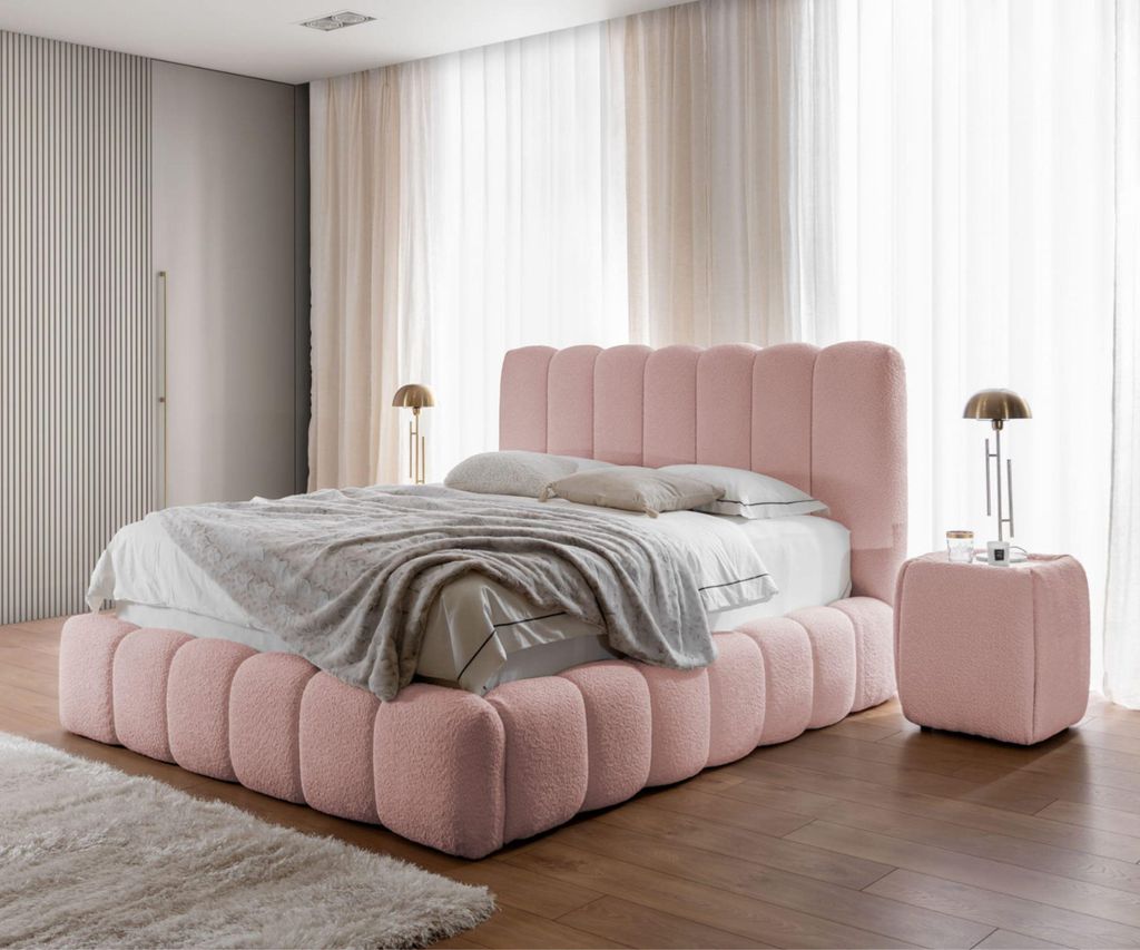 Polsterbett CHLOE 160x200 cm - mit Bettkasten, Doppelbett mit Stauraum und Lattenrost, Boxspringbett-Optik, Bett ohne Matratze, Schlafzimmer - Pude...