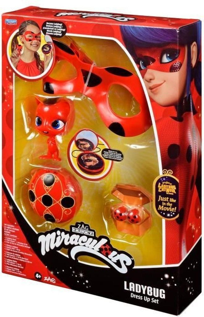 Marienkäfer-Kostüm – Yoyo-Maske, Spiegel, Kwami-Tikki-Ohrringe – BANDAI – Miraculous Ladybug – Transformationsset