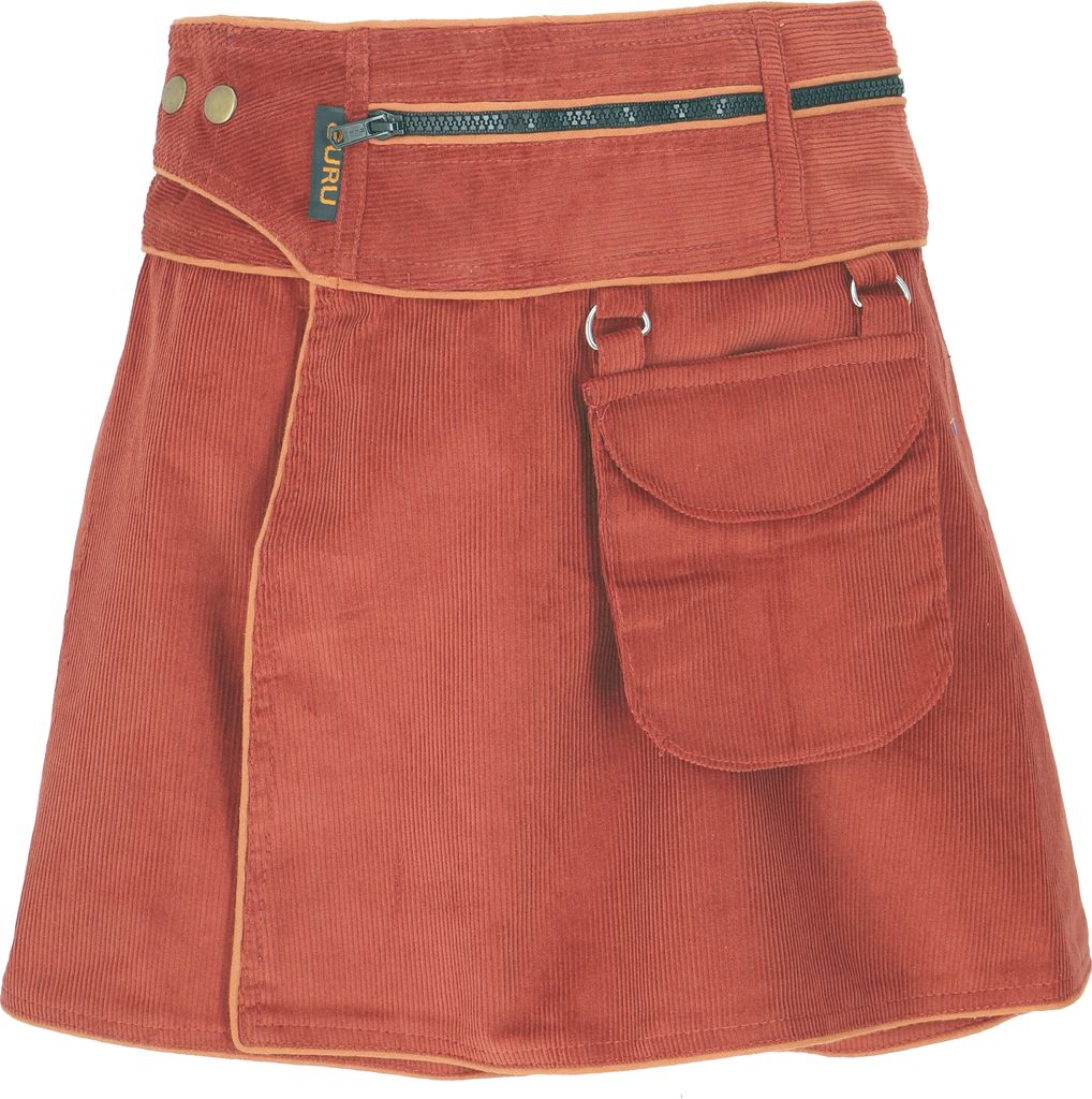 Wickelrock, Cord Minirock - Rostorange, Damen, Baumwolle, Größe: L/XL
