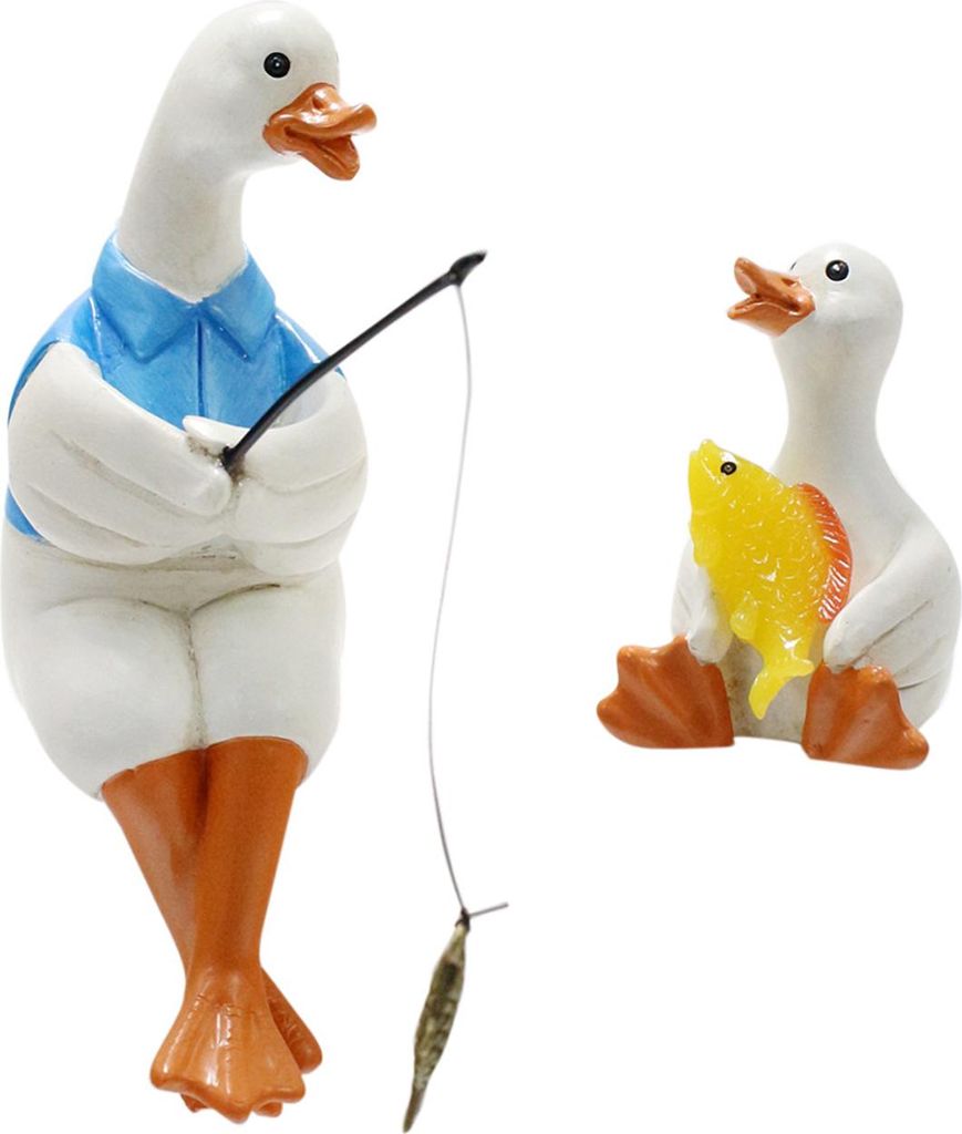 2 Stück süße Entenstatuen, wasserdicht, UV-beständig, lustige Cartoon-Ente, Gartenfiguren für drinnen und draußen