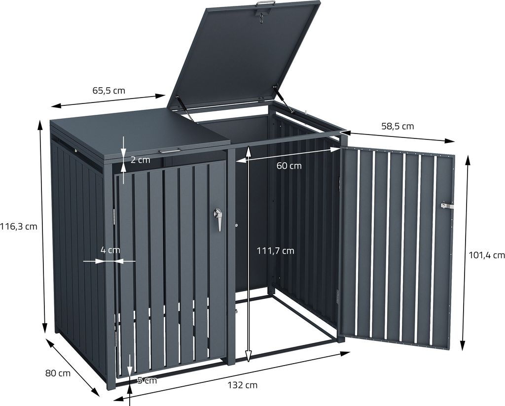 ML-Design 3-košový box na 3 koše, 240L 200x80x116,3 cm Obrázek produktu 8