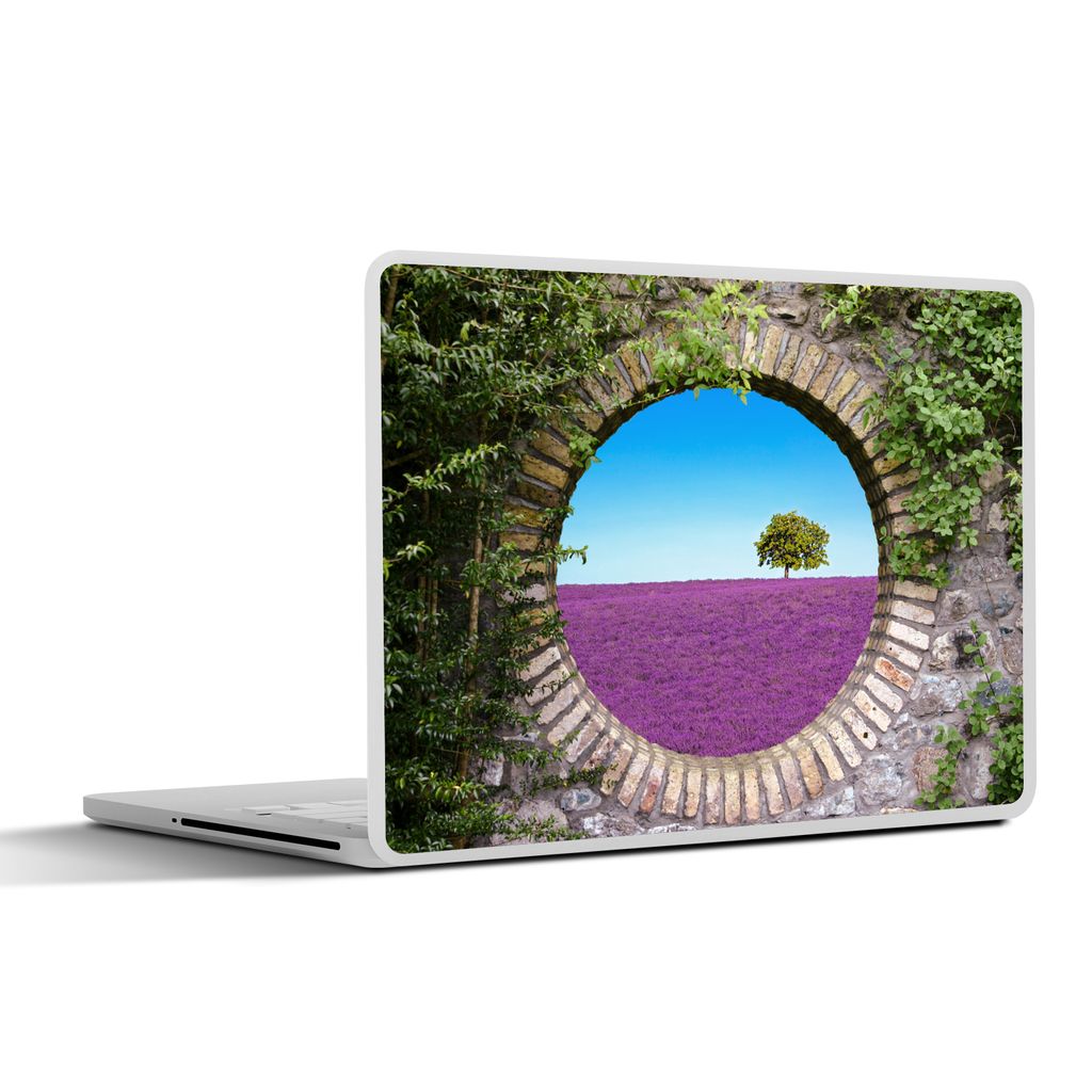 MuchoWow Laptop Aufkleber Sticker Cover Lavendel - Ausblick - Blumen - Sommer 30x21 cm - Sticker für Laptop - Selbstklebend
