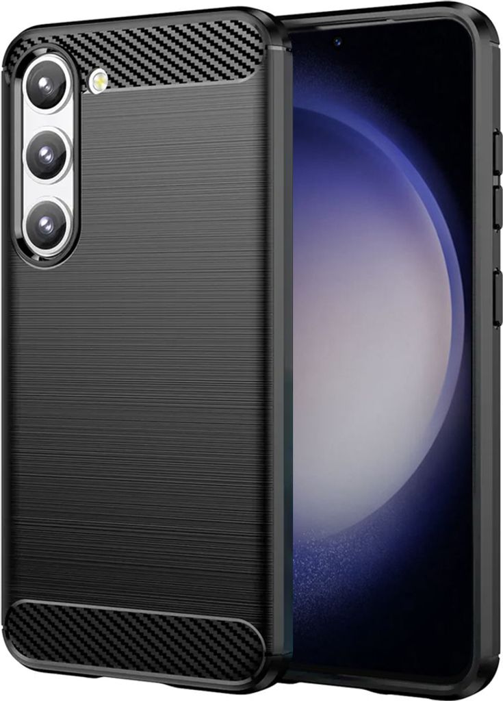 Techsuit Carbon Silicone Back Cover Hülle für Samsung Galaxy S23 - Schwarz