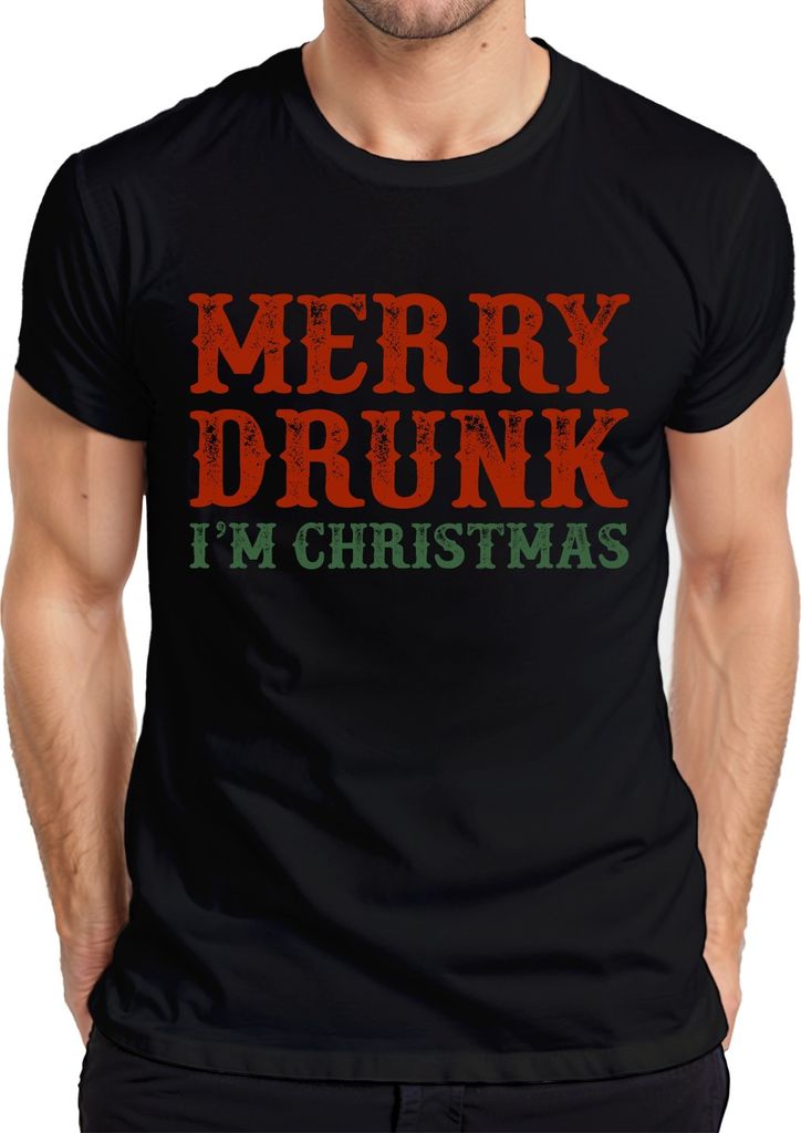 Merry Drunk I'm Christmas - Weihnachten Weihnachtsgeschenk Christmas Herren T-Shirt, Schwarz, L