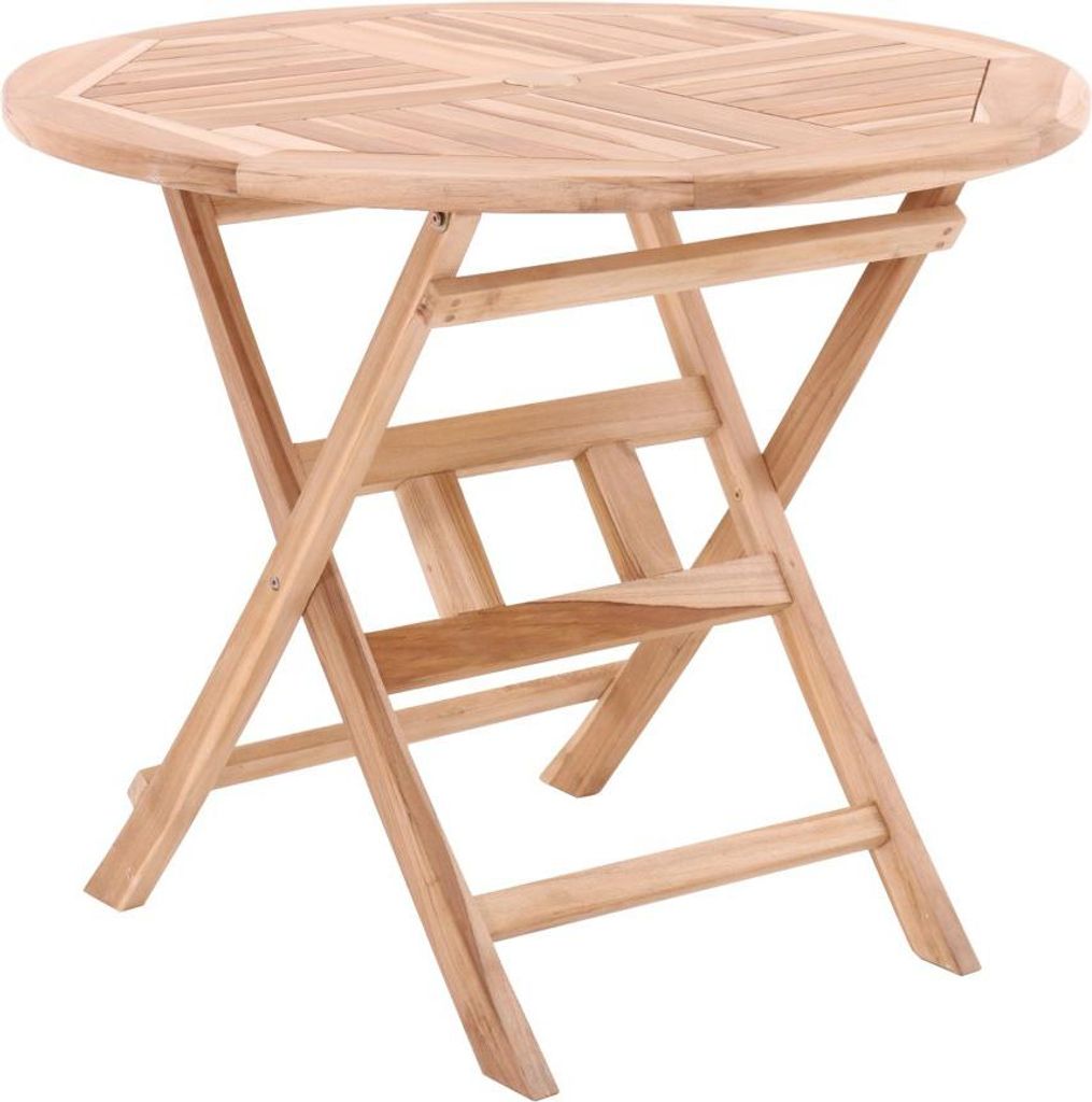 TPFGarden GARTENTISCH Teaka , 80 cm rund,Teakholz rund, klappbar