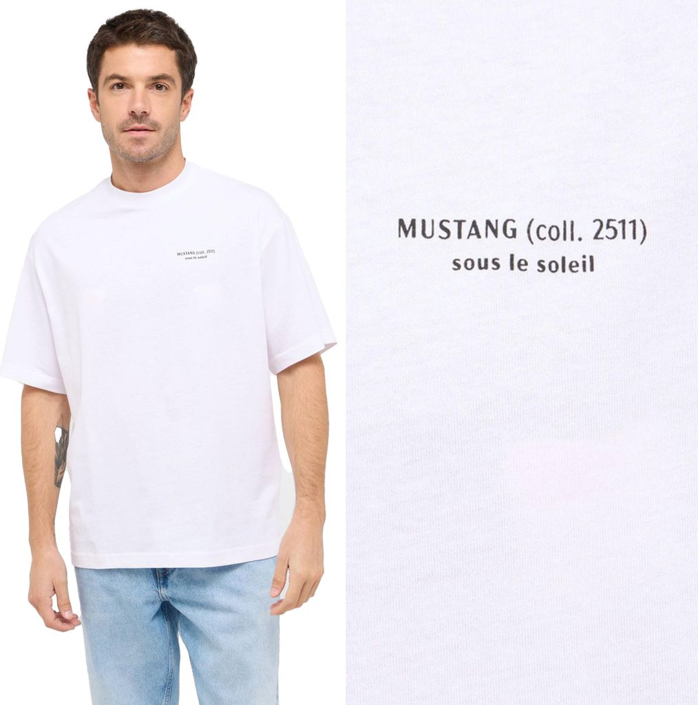MUSTANG Herren, T-Shirt AKRON, XXL, Weiß, sport, tshirt, shirt