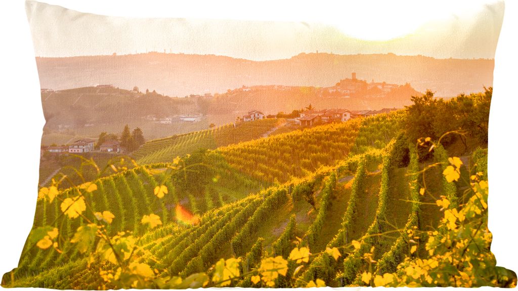 MuchoWow Zierkissen Sofakissen Wohnzimmer Dekokissen 50x30 cm Italien - Weinberg - Sonne - Wohnzimmerdekoration - Polster mit Photo