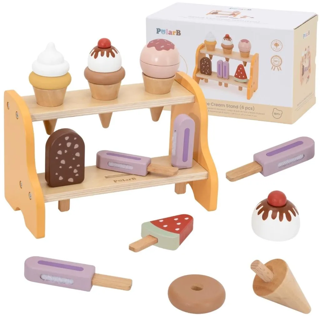Ensemble glacier en bois pour enfant idéal pour jouer à la marchande