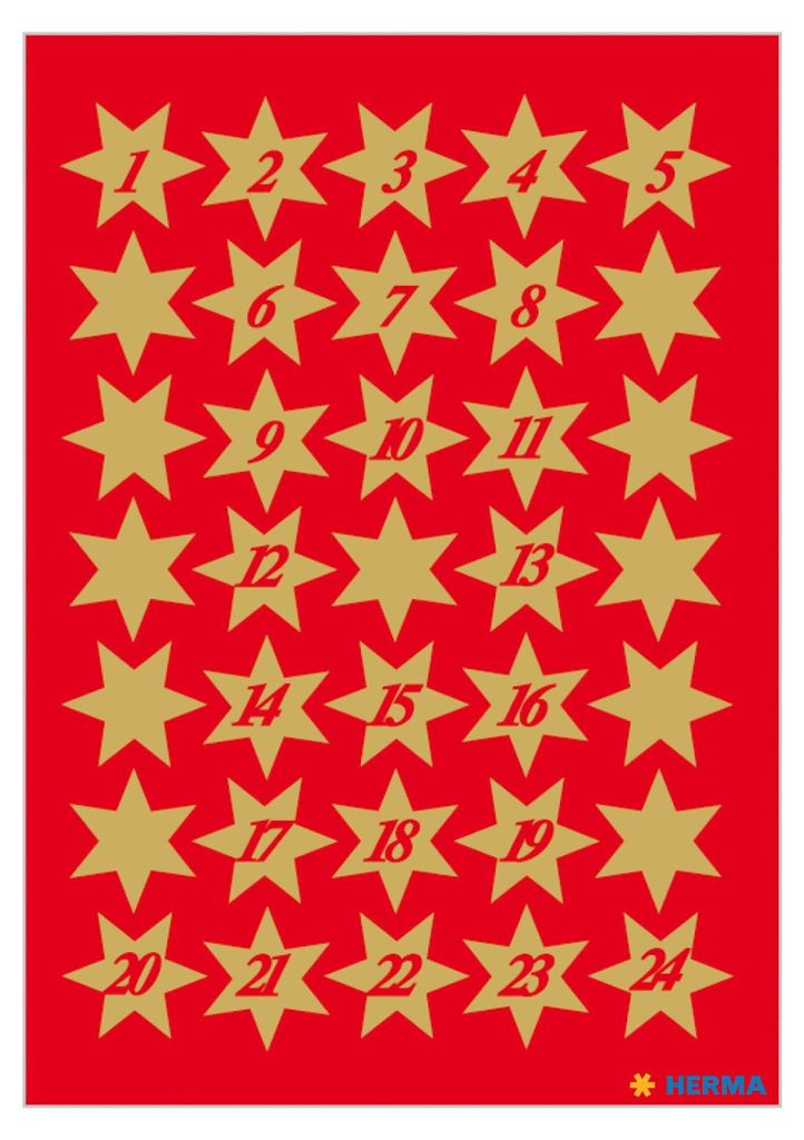 Herma Decor Sterne Adventskalenderzahlen, Gold Immagine del prodotto 