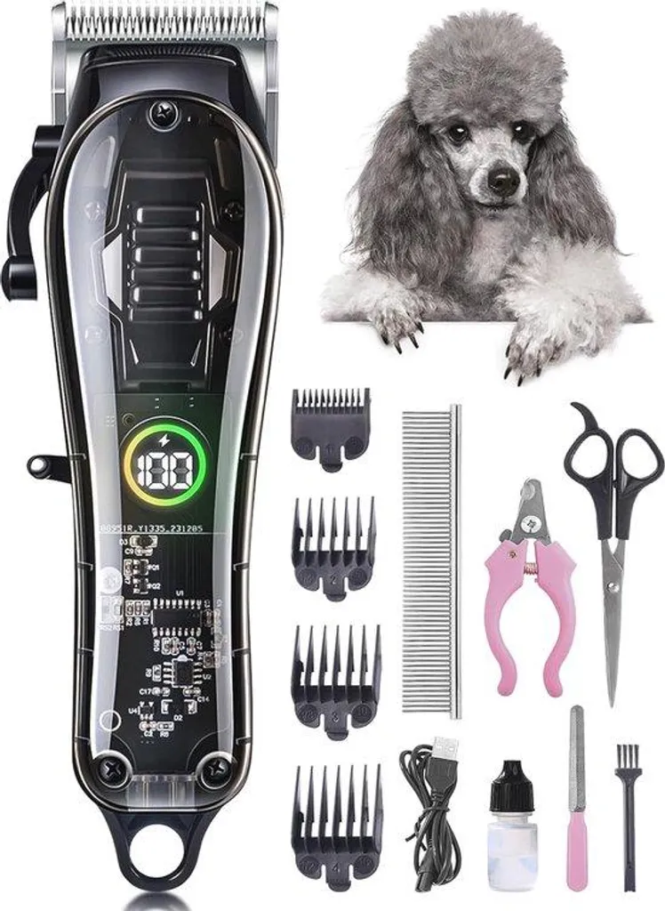 Tondeuse animaux étanche IPX7 silencieuse pour la tonte des chats et chiens