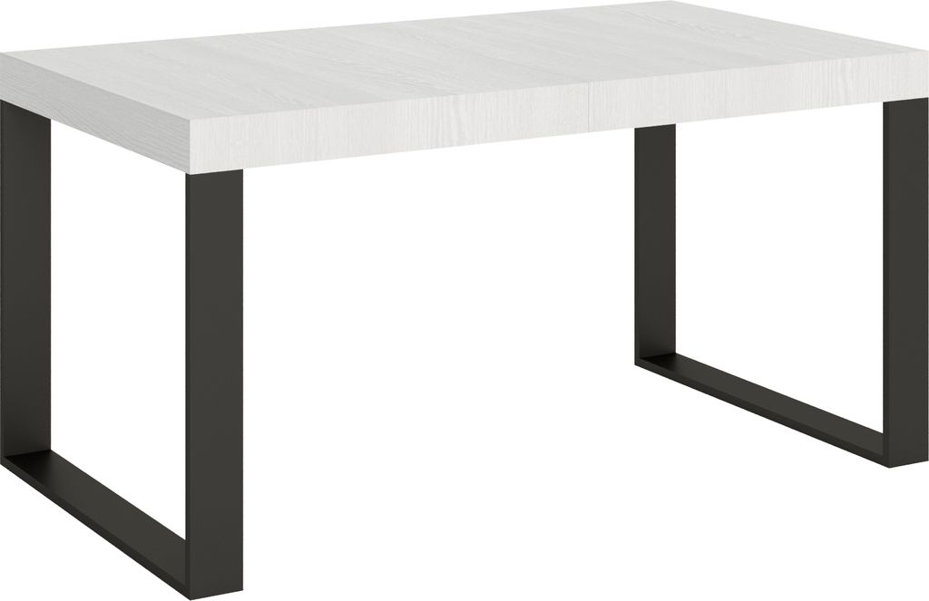 Ausziehbarer Tisch 90 x 160/264 cm, Gestell Tecno Premium Esche weiß, Anthrazit