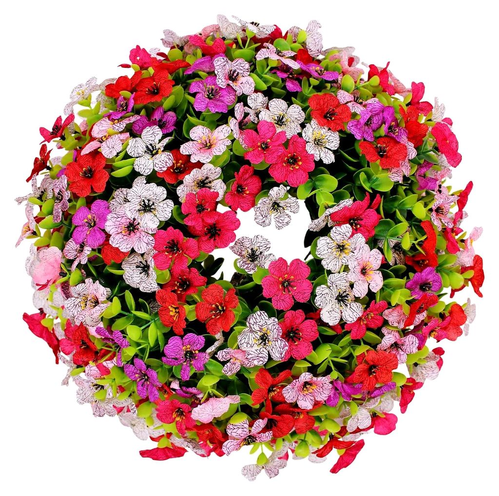 Türkranz mit Veilchen und Eukalyptus, 35 cm Künstliche Girlande Eukalyptus Deko Veilchen Blumen für Haustür Fenster Feier Dekor