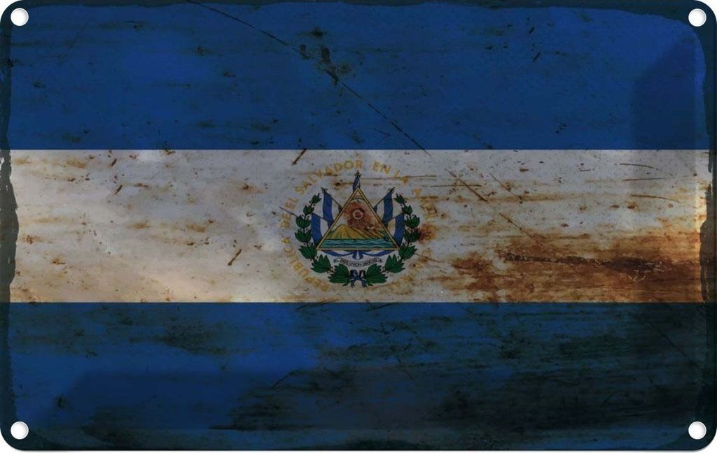 vianmo Blechschild 12x18 cm El Salvador Wappen Rost Geburtstag Feiern Party Flagge Fahne
