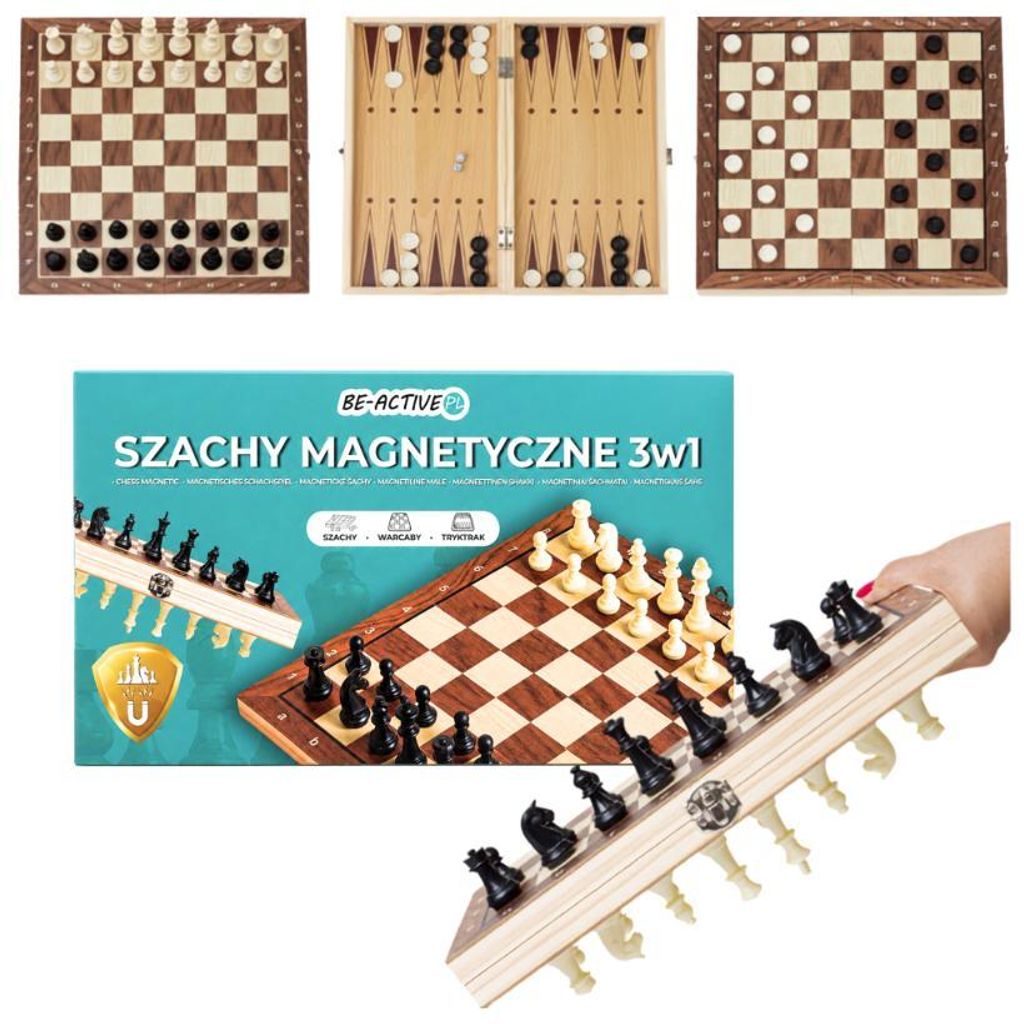 Schachspiel 3 in 1 Magnetisches Schachspiel Aus Holz 34 cm Produktbild 