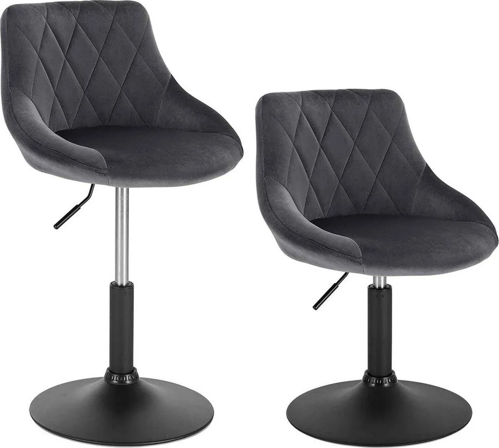 Tabourets de Bar avec Dossier Confortable et Assise Réglable en Velours
