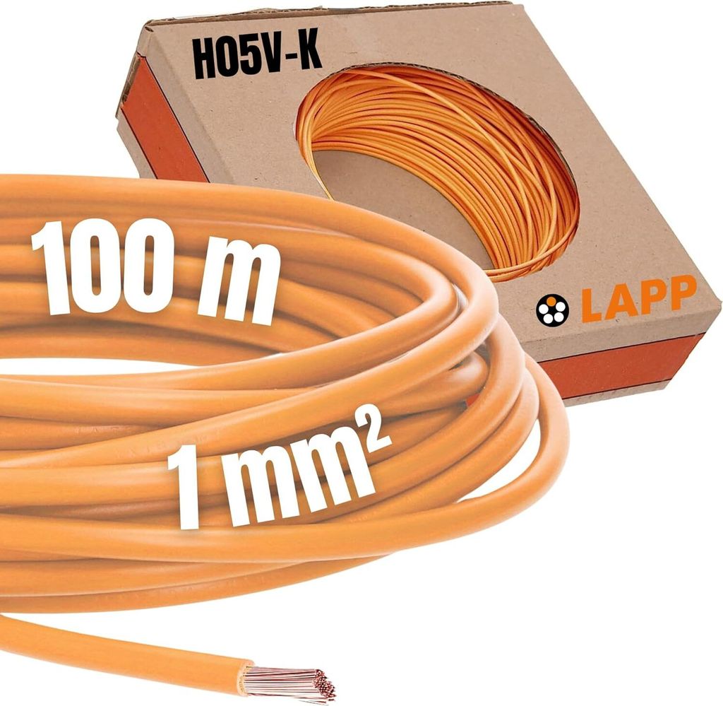 LAPP 4510093 Litze H05V-K 1 x 1 mm² Orange 100 m (4510093)