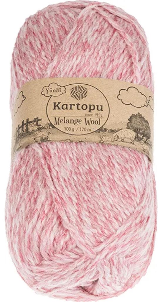 Garn MELANGE WOOL - 100g / 170 m - Melir,Rosa,Weiß Produktbild 