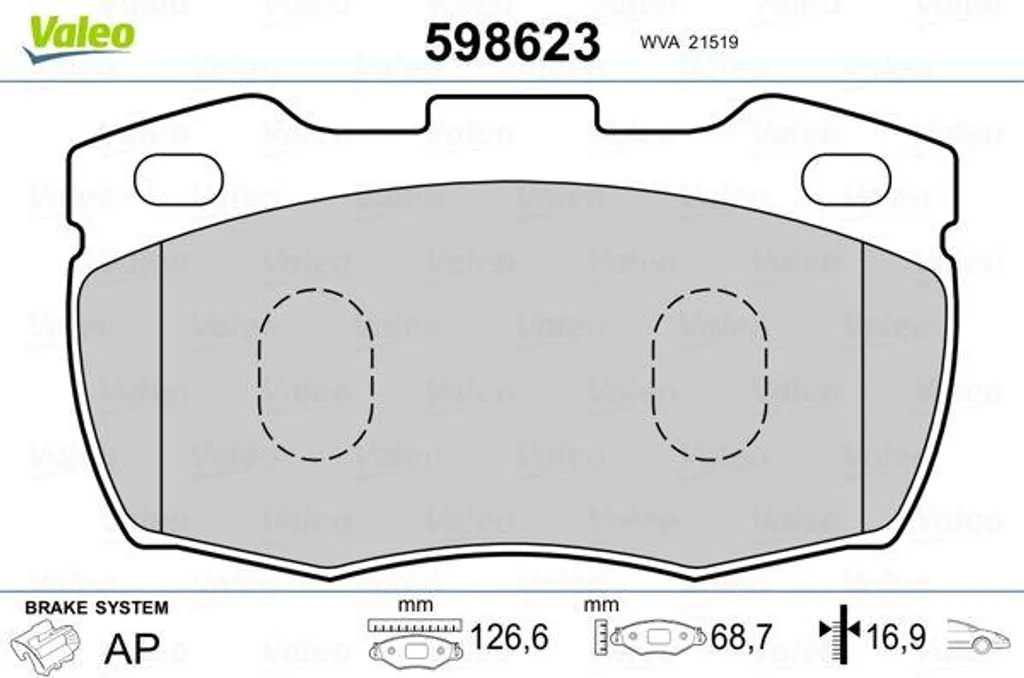 Jeu de Freins Defender - Plaquettes Valeo 598623 pour Usage Intensif