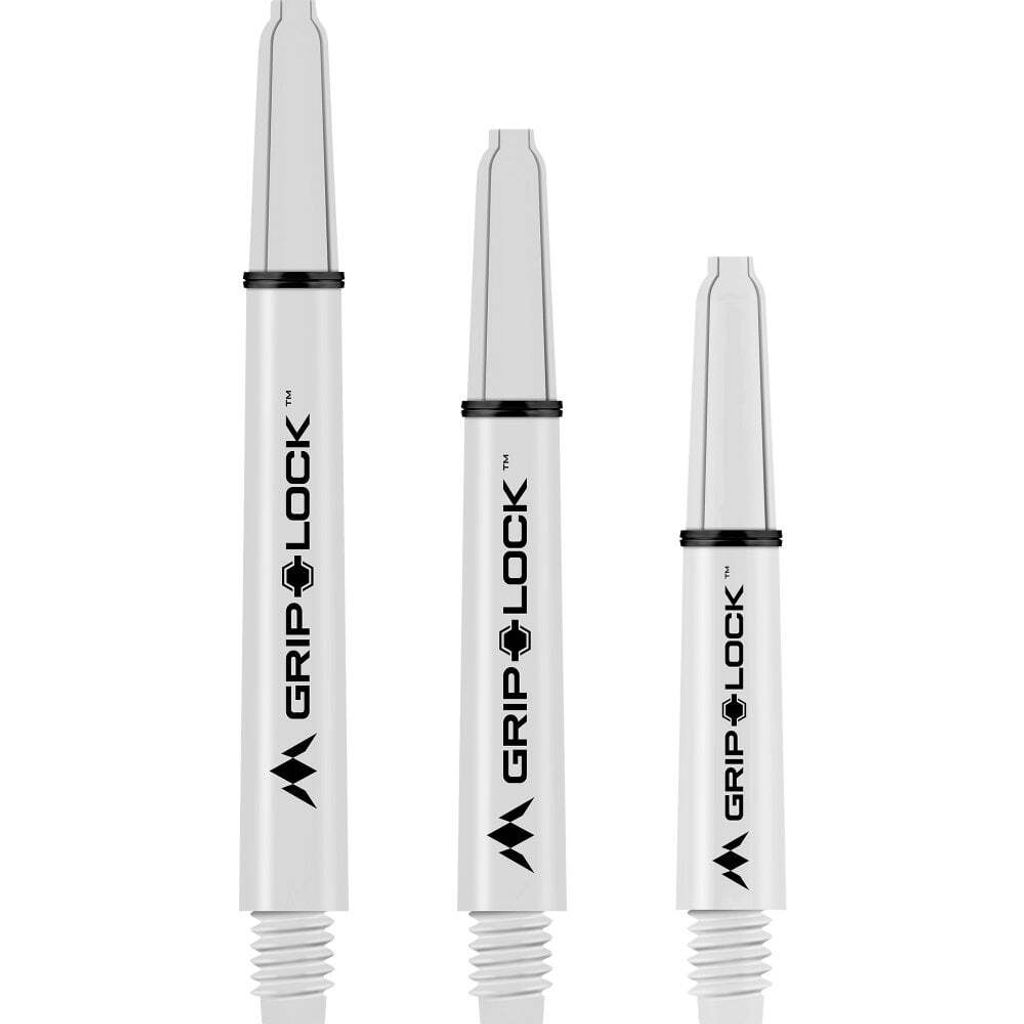 Mission GripLock Dartschäfte Nylon mit Federring - 2BA – Weiss – Short 34mm