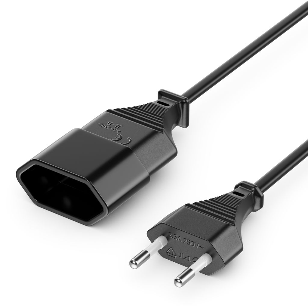 deleyCON 7,5m Stromkabel Verlängerung Netzkabel Verlängerungskabel Typ-C-Stecker Eurostecker auf Typ-C Euro Buchse TV PC Computer Monitor Beamer ...