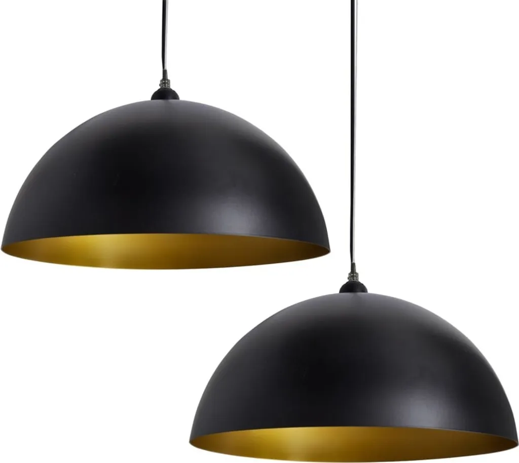 Coppia Lampadari Neri a Cupola Regolabili | Soluzione Arredo Facile