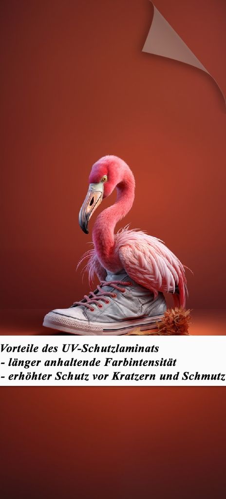 Wallario selbstklebende Türtapete 93 x 205 cm mit Schutzlaminat - Flamingo im Sneaker