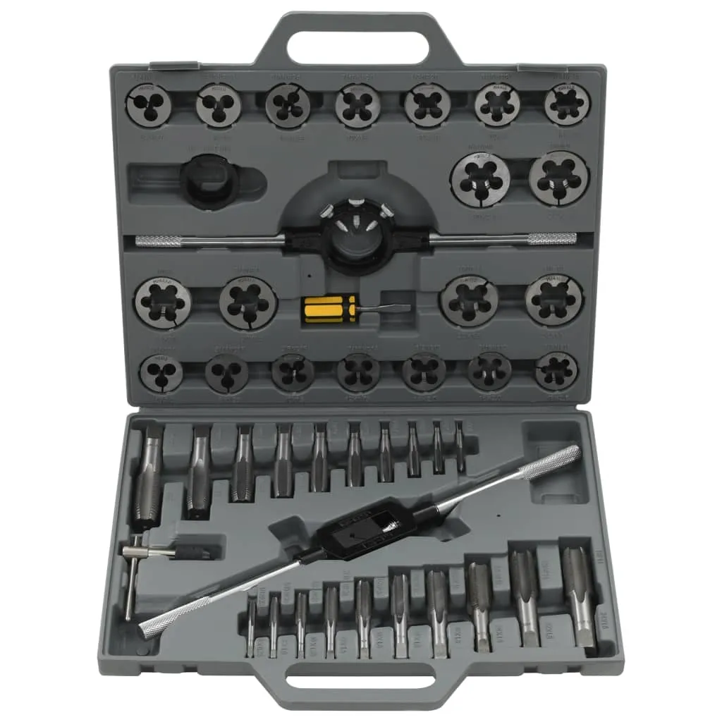 vidaXL Jeu de taraudage 45 pièces en acier allié avec coffret de transport