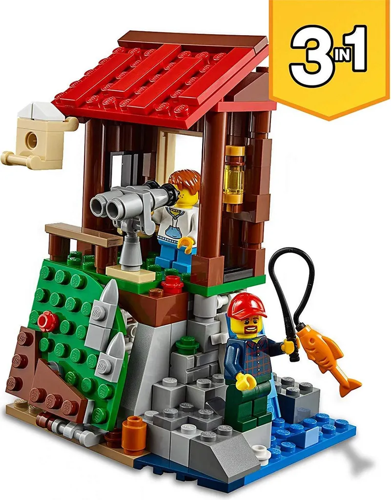 Maquette 3 en 1 LEGO Creator cabane forestière avec figurines d'animaux