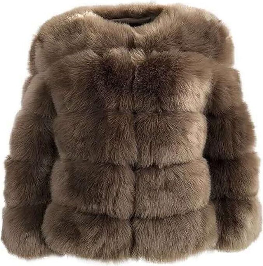 Damen Kunstpelz Mantel Kurzer Faux Pelz Winterjacke Kunstfell Oberbekleidung Einfarbig Dicker Parka Wintermantel, Damen , silbergrau, S