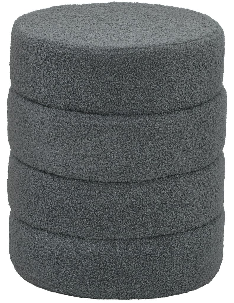 Hocker. rund. Teddyfleece. bis 120kg. Šμ40x45H cm. Dunkelgrau