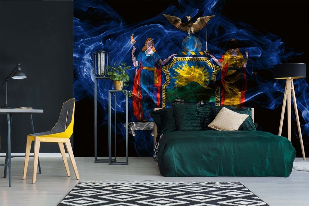 Vlies Fototapete FLAGGE DES STAATES NEW YORK 375 x 250 cm (inkl. Kleister) - Vlies Tapete, Wandtapete, Wandbilder - Tapete für Wohnzimmer Schlafzi...