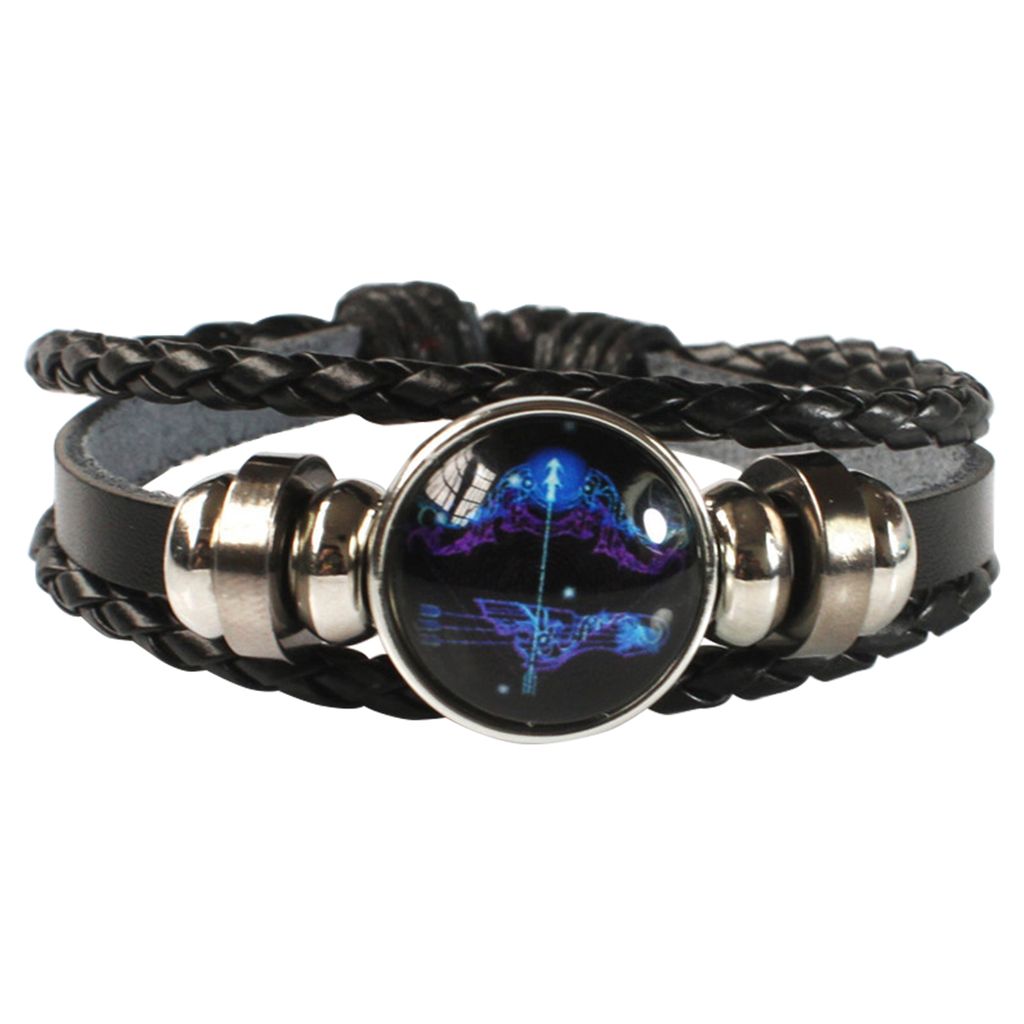 Mehrschichtiges Charm-Armband, verstellbares, leuchtendes, geflochtenes Armband mit zwölf Sternbildern für den Alltag-Schütze